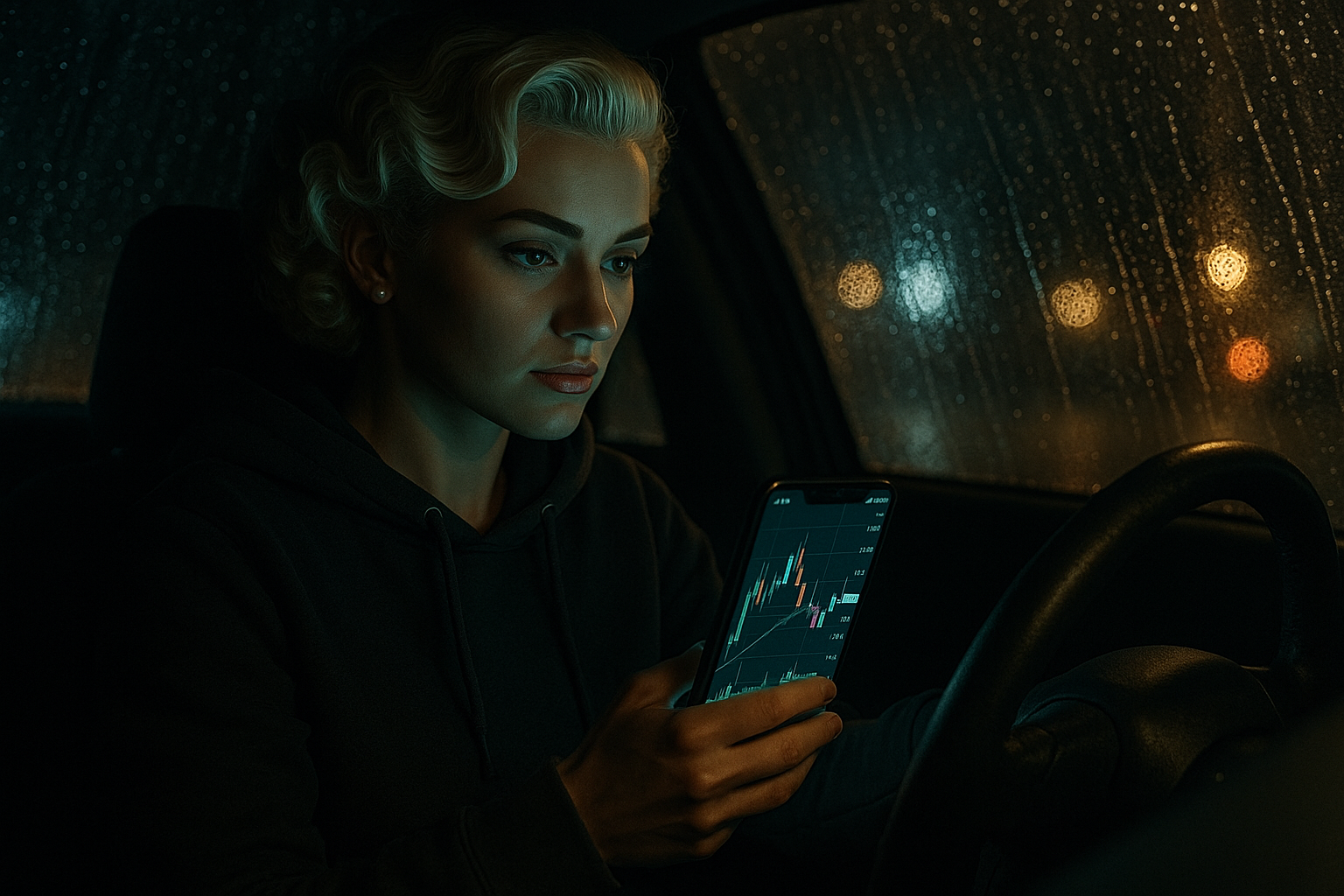 Ruthie checking charts on the go